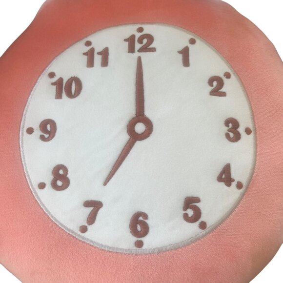Clock Decorative Pillow 12" X 12" Alarm Clock Plush Stuffed Toy NEW NWT Pink - Picture 6 of 10